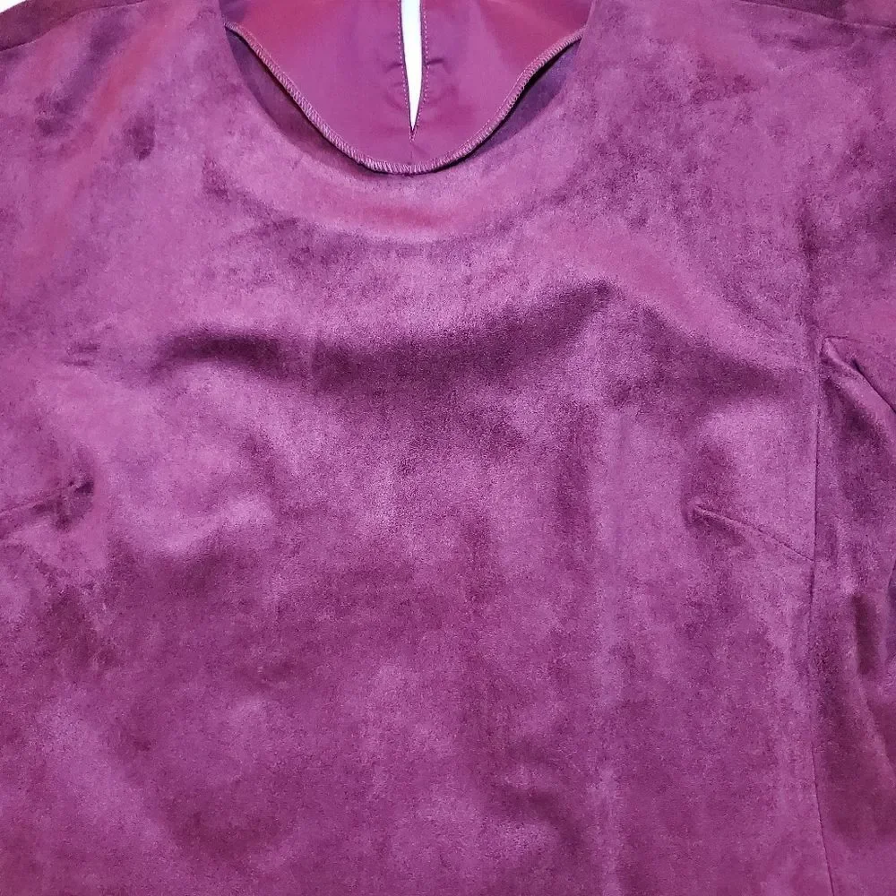 BCBG MAX AZRIA Mariko Faux Suede Top Maroon Small - Picture 7 of 7